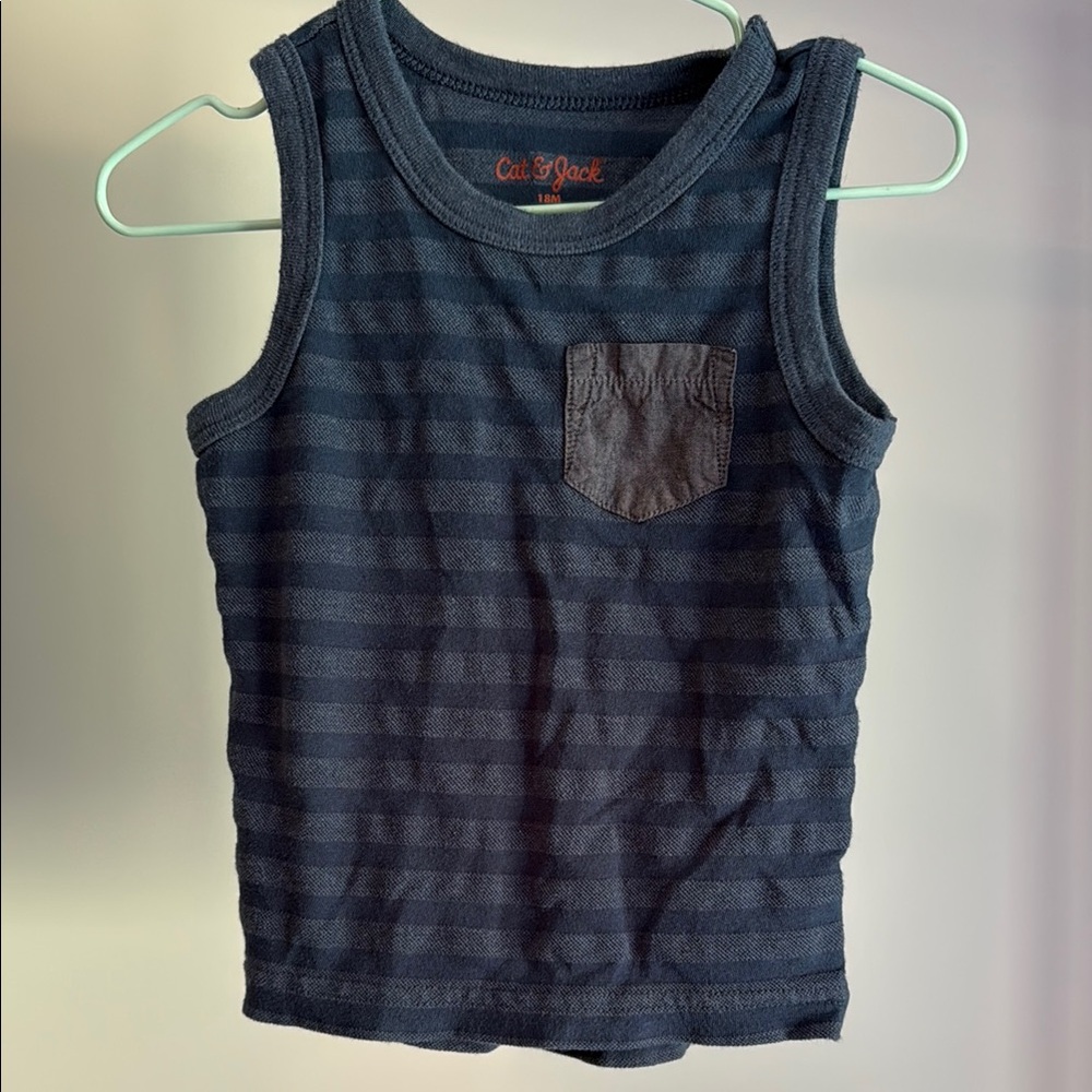 Cat & Jack Blue Striped Tank Top Sporty Casual